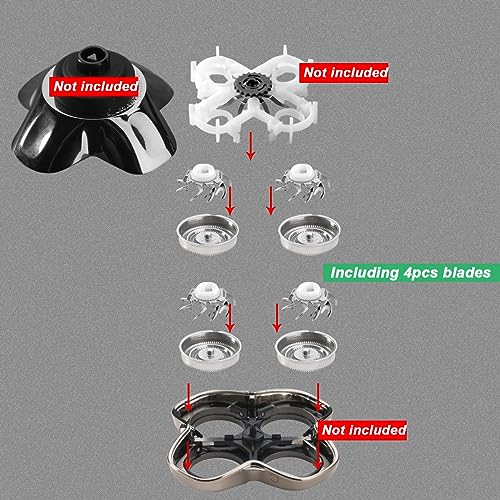 4pcs Head Shaver Replacement Blades for Skull Shaver Pitbull 4 Head Series and 3 Head Series
