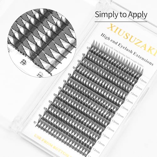 Premade Anime Manga Lashes Extension, Comic Spire Volume Lashes 0.07 C/D Curl Wispy Matte Black Lash Extensions (MHTJ-0.07-C-MIX-8MM-15MM)