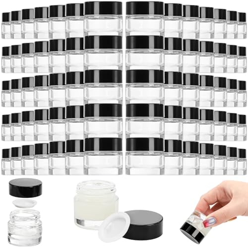 Coloch 70 Pack 10ml Thick Glass Jars with Airtight Lid, 10 Gram Clear Round Lip Balm Container Tiny Sample Jar for Cosmetics, Lotion, Cream, Makeup, Samples, Wax, Skincare, Travelling, Retail Store