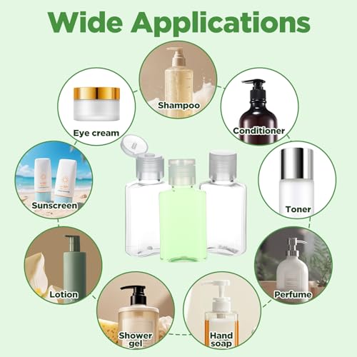 100 Pcs 1 oz Travel Bottles - Clear PET Refillable Containers with Flip Caps, Leak-Proof Mini Bottles for Shampoo, Lotion, Hand Sanitizer & More