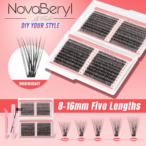 Lash Clusters Kit-800PCS DIY Eyelash Extension Kit with Bond & Seal, 30D/40D C Curl Cluster Lashes 8?16mm, Reusable Fluffy Natural False Eyelashes with Tweezers