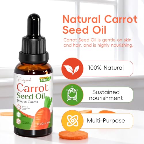 3 PCS Carrot Seed Oil for Hair & Skin Care, 100% Pure Natural Carrot Carrier Oil, Daucus Carota Essential Moisturizer for Face and Lip Care, Scalp & Body Massage