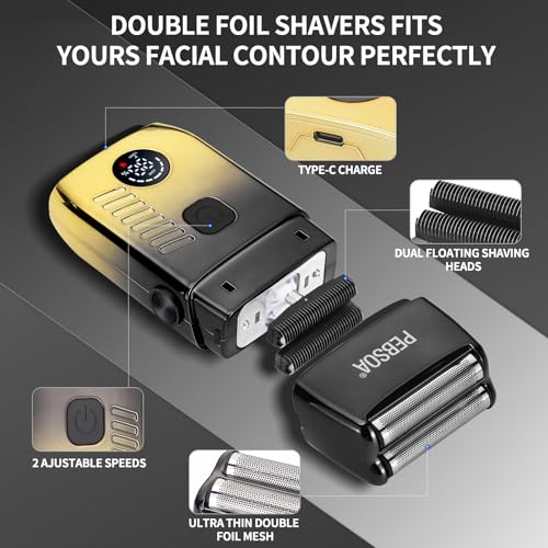 pebsoa¢ç Men's Professional Hair Clipper, Cordless Trimming Kit with Gradation Attachments, Razor & Nose Hair Trimmer 4-Piece ?All-in-One Salon & Home Grooming Set