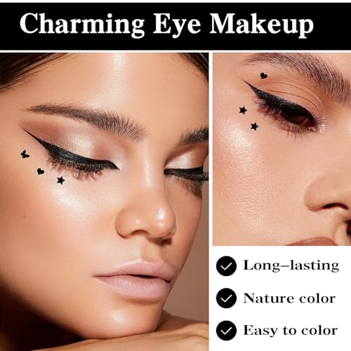 5Pcs Liquid Winged Eyeliner Stamp Pen Set, Dual-Ended Liquid Eyeliner for Perfect Wing Cat Eyes, Waterproof Smudge-Proof Stamp for All Eye Shapes (Star,Heart,Flower,Butterfly,Triangle)