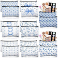 16 Pcs Bow Makeup Bags Bulk for Women Blue Coquette Aesthetic Preppy Cosmetic Bags Bow Floral Canvas Toiletry Bags Aesthetic Travel Zipper Pouches for Bridesmaids Wedding Party Favors Supplies