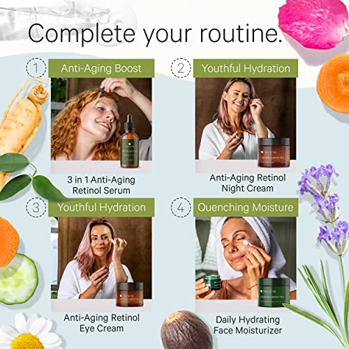 Tree to Tub Retinol Anti Aging Face Moisturizer for Dry & Sensitive Skin - Anti Wrinkle Hyaluronic Acid Facial Moisturizer, Vitamin A & E Night Cream for Women & Men w/Organic Aloe 2 Pack