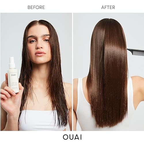 OUAI Leave In Conditioner Bundle - Multitasking Heat Protectant Spray for Hair - Prime Hair for Style, Smooth Flyaways, Add Shine & Use as Detangling Spray (2 Count, 1.5 Oz/4.7 Oz)