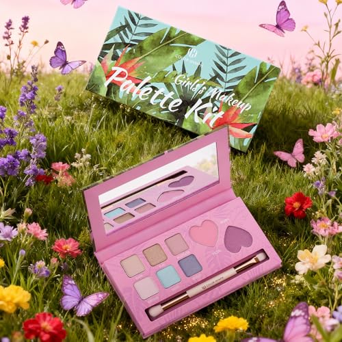 Color Nymph Girls Eye & Cheek Makeup Palette Kit - Eyeshadow & Blush & Highlighter Palette for Teens Girls Tweens, Beginner-Friendly, Gentle Makeup Kits for Starter, Makeup Gift for Birthday (Pink)