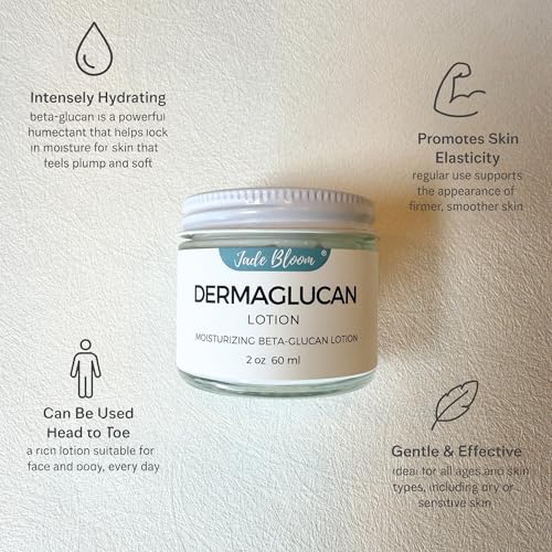 Jade Bloom Dermaglucan Beta Glucan Cream Lotion Moisturizer Skincare | Daily Hydrating Face & Body Hydration, (2oz)