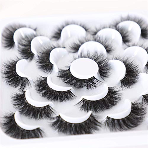 Newcally Lashes 3D Fake Eyelashes 18MM Dramatic Faux Mink Eyelashes Pack 10 Pairs Thick Long Volume False Eye Lashes