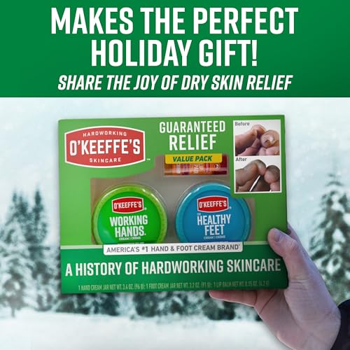 O'Keeffe's Giftbox Including Lip Repair with Cherry and Vitamin E Oil Stick, Working Hands Jar and Healthy Feet Jar, Gift Idea