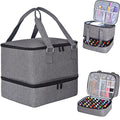 Nail Polish Organizer Case - Holds 42+ Bottles (15ml/0.5 fl.oz) and 1 Nail Lamp, Upgraded Double-layer Nail Polish Carrying Case Nail Polish Storage Bag with Handles (Grey)