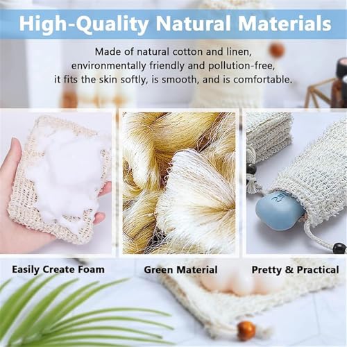 Natural Sisal Soap Saver Bag for Soap Bar Organic Soap Pouch for Exfoliating Lathers and Air Dry Soap Bar Shower Soap Saver Bag (20pcs)