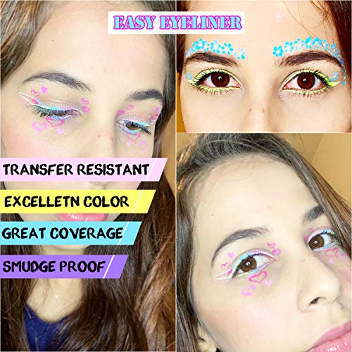 Bowitzki 9 Colors Water Activated Eyeliner Hydra Liner Graphic Cake Aqua Eye Liner Retro Makeup Pastel UV Glow Color Neon Face Body Paint (25 Pastel Color)