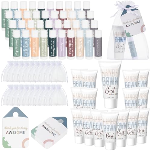 20 Sets Thank You Gifts Bulk for Women Employee Appreciation Gifts Hand Cream and Lip Balm Set Inspirational Hand Lotion for Nurses Office Staff Female Coworker Team Volunteers Guests