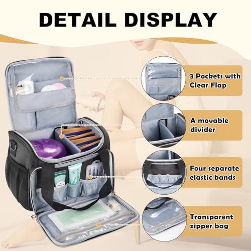 Universal Waxing Kit Carry Bag Compatible with Tress Wellness - Portable Organizer for Wax Warmer, Wax Beans, Pre & After Wax Sprays, and Accessories - Only Bag (Elegant Grey)