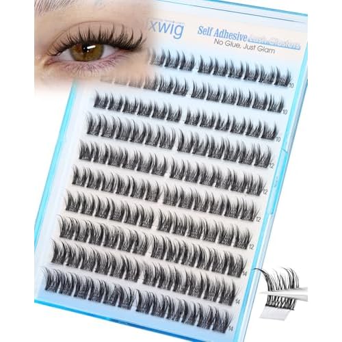 Self Adhesive Lash Clusters 10-14MM Short Self Adhesive Eyelashes Wispy Eyelash Clusters Pre Glued Manga Cluster Lashes Spiky Natural Individual lashes CD Curly Press On Lashes by Lvmixwig