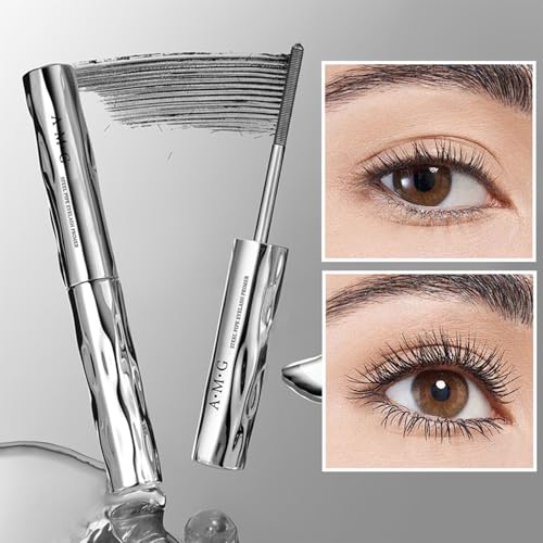 Iron Wand Mascara,New Metal Curl Waterproof Mascara, Tubular Eyelash Primer Waterproof Long Curling, Brushless Mascaras for Natural and Non-smudged Eyelash,Black (Pack of 1)