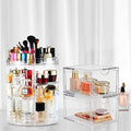 2 Pack Makeup Organizers, 360 Degree Rotating Plus Stackable Organizer Drawers, Large Capacity Clear Cosmetic Storage for Skin Care, Makeup Brushes, Hair Accessories, Lipsticks, Bathroom, Countertop