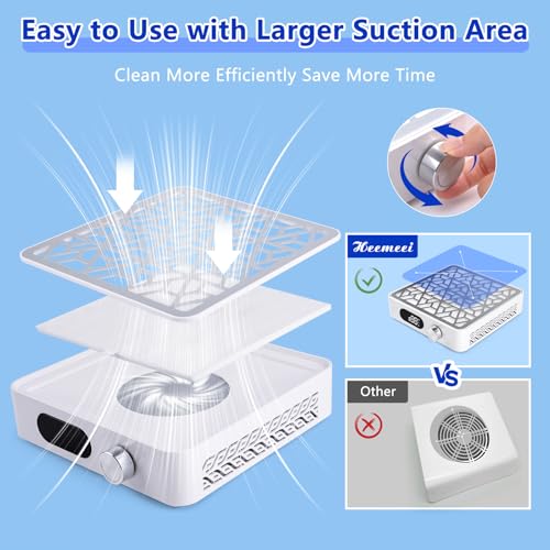 Nail Dust Collector, Powerful Dust Collector Nail Tech with 11-Gear, Professional Cordless Vacuum Nail Fan Dust Collector Extractor Dust Suction Machine for Nail Tech, Nail Salon & Home