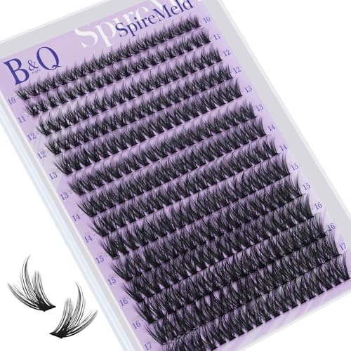 B&Q SpireMeld Manga Lash Clusters - 280Pcs Voluminous & Fluffy Ultra-soft 0.03mm Fiber Spikes Lash Clusters for a Dramatic Eye Look, Refill For Professional Results(80D-10-18MIX)