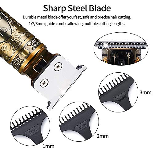Beard Trimmer Hair Clippers for Men, Professional T-Blade Trimmer Cordless Rechargeable Hair Edgers Clippers Electric Beard Shaver with LED Display