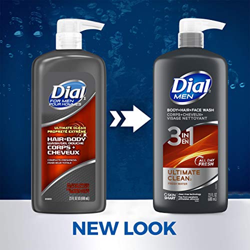 Dial Men 3in1 Body, Hair and Face Wash, Ultimate Clean, 69 fl oz (3-23 fl oz Bottles) & Men 3in1 Body, Hair and Face Wash, Recharge, 69 fl oz (3-23 fl oz Bottles)