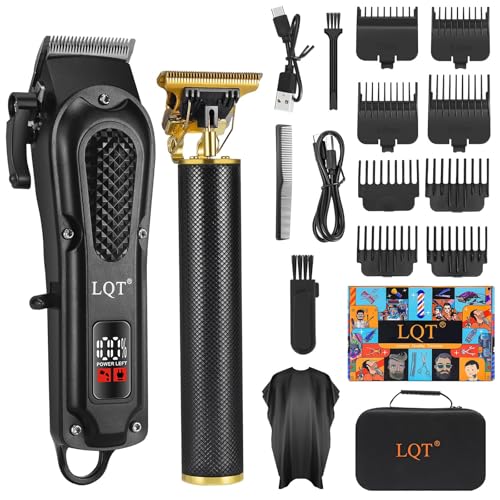 LQT¢ç Men's Professional Hair Clippers Kit£¬Cordless & Corded Barber Clippers Set£¬Grooming Rechargeable Beard Trimmer with Adjustable Blade Black