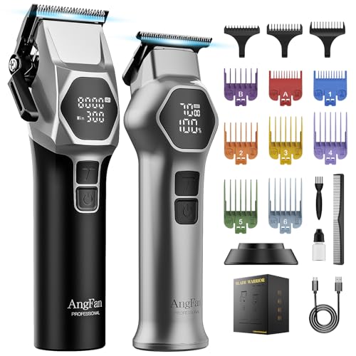 Professional Hair Clippers for Men - 8000RPM Brushless Motor & 440C Steel Blades, Barber-Grade Cordless Clippers & Trimmer Set for Fade Designs, Hair Cutting Tools for Professional Barbers