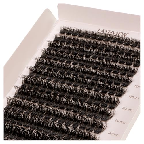 LASHVIEW Lash Clusters NM03 Cluster Lashes DIY Cluster Eyelash Extensions Mega Volume Reusable Individual Lashes Cluster Volume Look Super Thin Band & Soft(D-10-16mix)