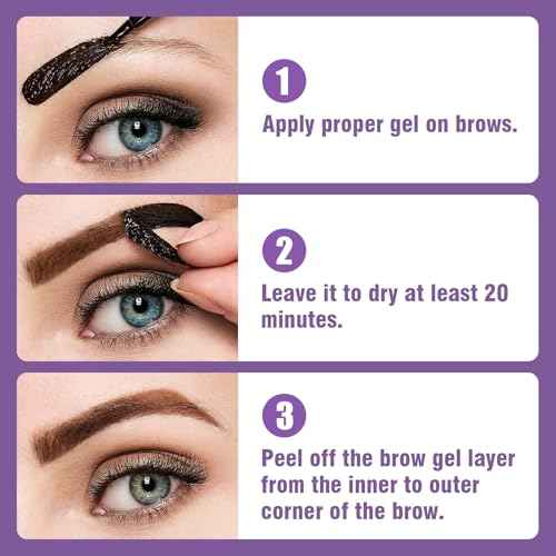 Peel Off Eyebrow Gel, Tattoo Eyebrow Gel Easy Peel Off, Natural Brow Color for Women Sparse Brows, Long-Wearing & Waterproof, Create Voluminous-Looking Brows, 1 Pack (01 Dark Brown)