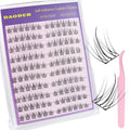 DAODER Self Adhesive Eyelashes No Glue Need, Wispy Self Adhesive Lash Clusters Natural Look, 10-12MM Short Pre Glued Eyelash Clusters C Curl Reusable Stick On Eyelashes(Sunflower 10-12MM)