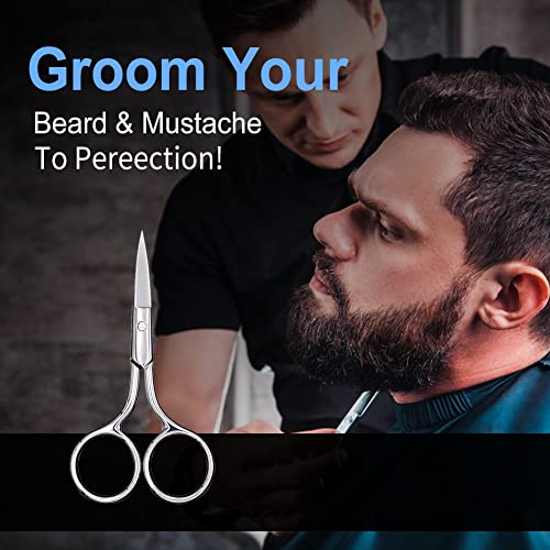 Round Small Scissors and Stainless Steel Fine Straight Tip Nose Hair Scissors Set
