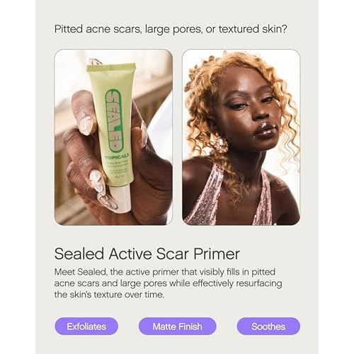 Topicals Post-Acne Kit - Mini Faded Serum for Dark Spots (0.5 Fl Oz) and Sealed Active Scar Filling Primer Retinol and Salicylic Acid for Acne Prone Skin (1 Fl Oz)