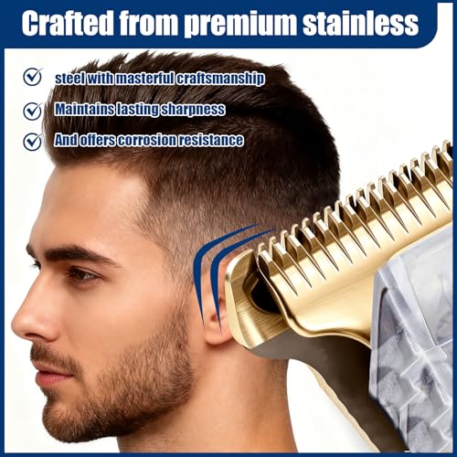 2215 Adjustable Replacement T Wide Blades compatible with Wahl 5 Star Serise Detailer Li Trimmer 8081 and 8171 Models (Gold(2PCS))