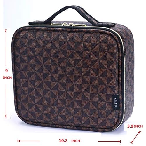 Travel Makeup Train MAKE UP Case Makeup Cosmetic Case Organizer Portable Artist Storage Bag with Adjustable Dividers for Cosmetics Makeup Brushes Toiletry Jewelry Digital Accessories