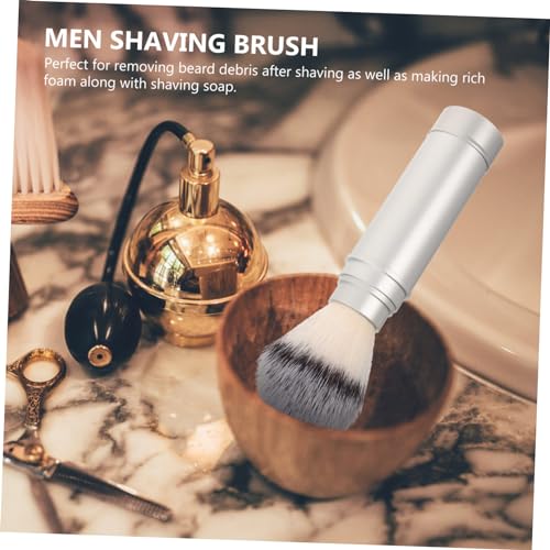 Mens Shaving Brush Portable Travel Beard Brush Lightweight Nylon Fiber Shave for Facial Hair Styling and Cleansing 6.29X1.77X1.77In