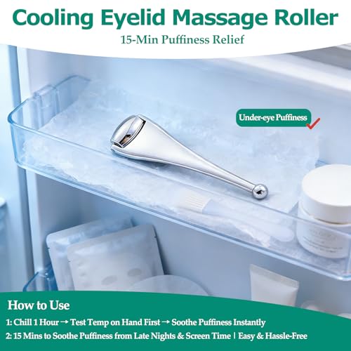 Gentle Metal Eyelid Massage Wand for Blocked Glands - Relieves Chalazion, Stye, Dry Eyes, and MGD,Eye Roller for Improves Meibum Flow & Unclogs Oil Glands