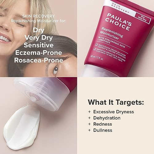 Paula's Choice SKIN RECOVERY Replenishing Face Moisturizer Cream, Daily Facial Moisturizer with Hyaluronic Acid, & Peptides, Face Lotion for Dry, Sensitive Skin, Fragrance-Free, 2oz