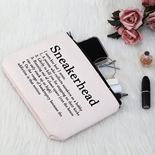 G2TUP Shoes Lover Gift Sneakerhead Definition Makeup Bag Snkr Fan Cosmetic Bag Sneaker Gift Shoes Fan Zipper Travel Pouch (Sneakerhead Definition White Bag)