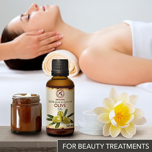 Olive Oil Extra Virgin 1.7 Fl Oz - 100% Pure Unrefined - Best for Hair - Skin - Nails - Lips - Face - Body - Scalp - Great for Beauty - Massage Oil Base - Spa - Olive Oil Cold Pressed - Glass Bottle