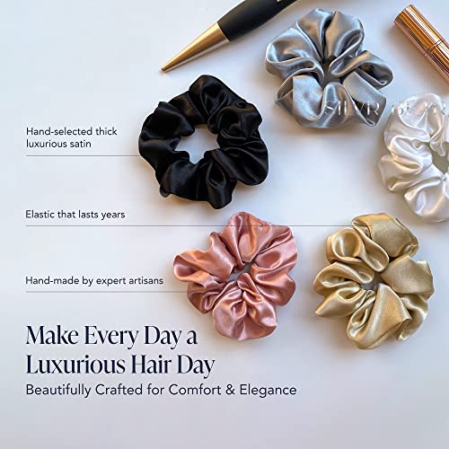 SILVR BEAR Luxury Satin Scrunchies for Women/Girls, SAME 5 COLORS AS PIC, | Hair band, Hair Ties, Scrunchies Set for Girls, Women, Best Gift for Sister, Friend, Mom | Classic Shades