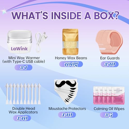Nose Wax Kit Men,Portable Ear Nose Hair Waxing Kit, with 100g Wax, Mini Waxing Warmer Travel Waxing Warmer for Hair Removal, Silicone Pots, Usb Rapid Heating, Painless