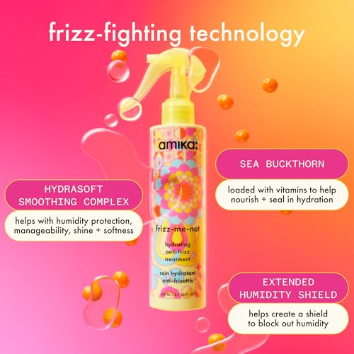 amika frizz-me-not hydrating anti-frizz treatment | lightweight hydrating spray for medium to thick coarse hair types 2a-4c, humidity + heat protection, smooth frizz for up to 3 days