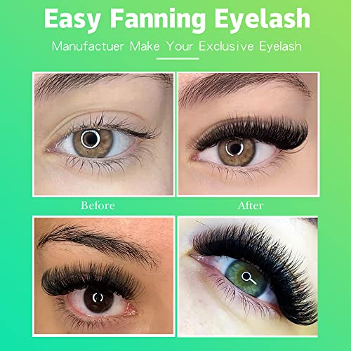 Easy Fan Lashes Blooming Lash Extension Faux Mink Auto Flowering 0.07D Curl Professional Salon 8-15mm Eyelash Extensions (0.07-D-MIX8-15mm)