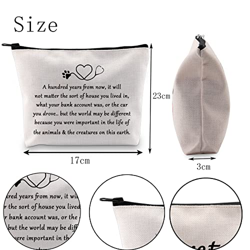 POFULL Veterinarian Gift Vet Tech Appreciation Gift Vet Doctor Nurse Zipper Pouch Makeup Bag (A hundred years bag)