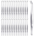 30 Pcs Stainless Steel Tweezers, Curved Serrated Tip Multipurpose Forceps, Crafting Sewing Machine Tweezers Bulk, Silver