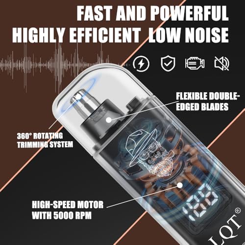 Nose Hair Trimmer for Women & Men with LED Power Display, Rechargeable & Painless Facial Nose & Ear Hair Remover, Compact Discreet Design for Travel Personal Grooming