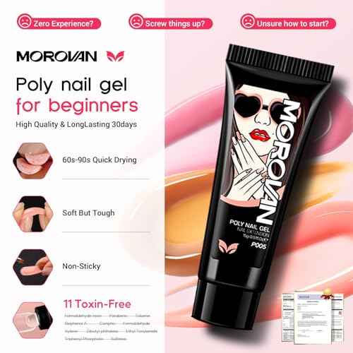 Morovan Poly Gel Nail Kit: All-in-One Beginners Practice Full Set With UV light & Slip Solution For Teens Nail Extension Gel Kit Starter At Home User Friendly & Salon Results With Everything Nailsala