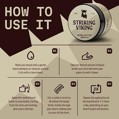 Striking Viking Pack of 2 Beard Balm (2oz) and Beard Butter (4oz) Vanilla Scent